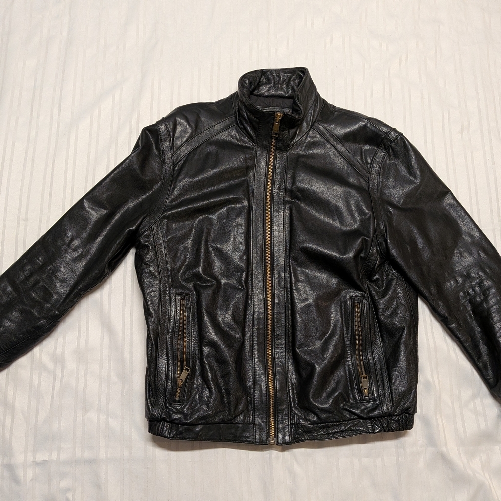Marc New York Leather Moto Jacket, Black, Size Large